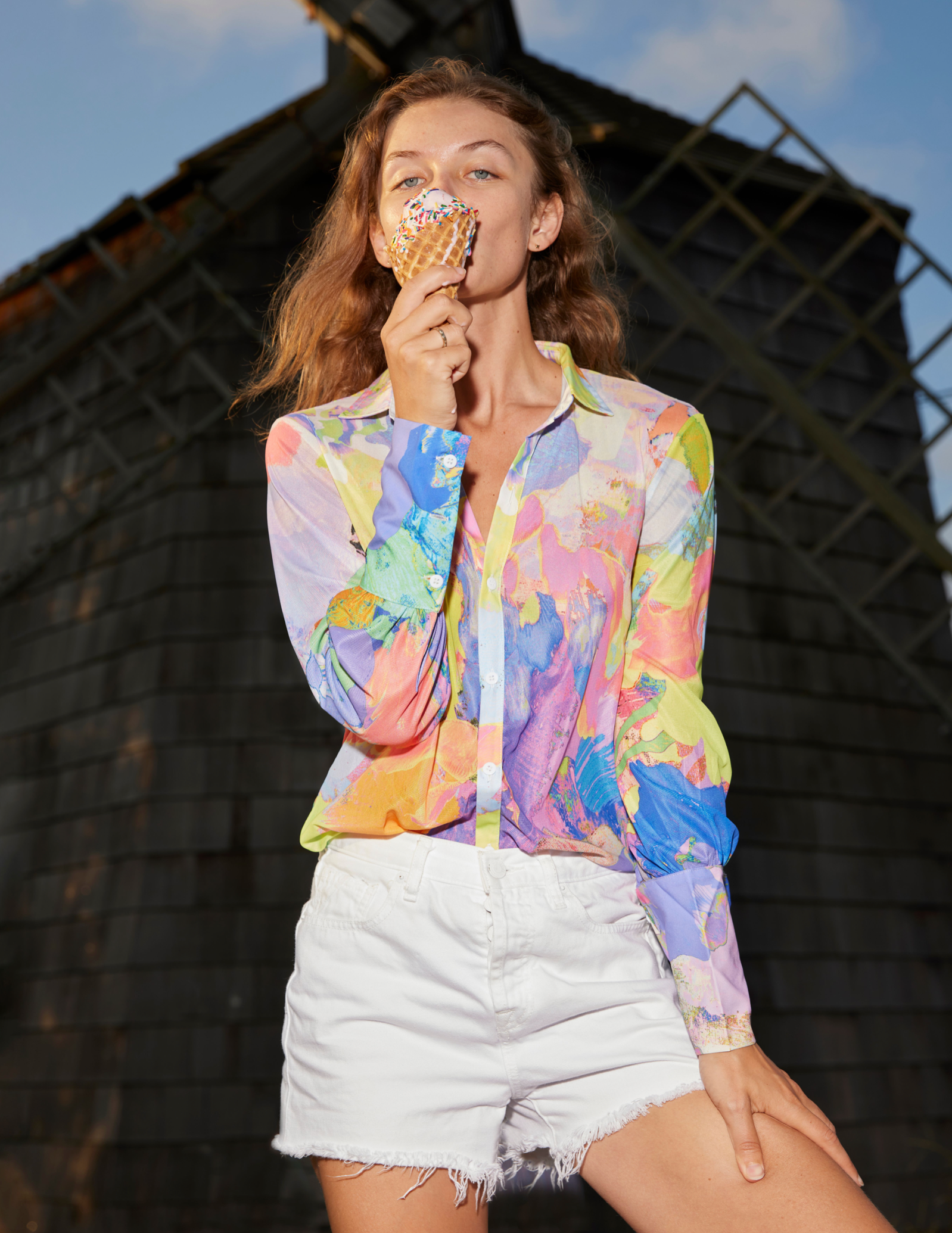 Mesh Button-Down
